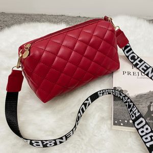 Umhängetasche für Damen, Diamant Tasche Bestickte Kameratasche Koreanischer Druck Mode Damen Diagonaltasche Umhängetasche Geldbörse, Rot