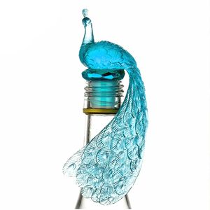 Silikon-Weinflaschenverschluss, Pfau, kreativ, Wein, Getränkeflasche, Verschluss, Flaschenverschlüsse, Partydekoration, Bar(Blau)