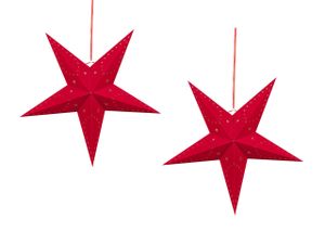 BELIANI Súprava 2 vianočných hviezd červená zamatová 45 cm závesné papierové vianočné ozdoby