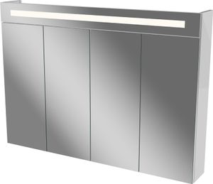 FACKELMANN LED Spiegelschrank TWINDY / Badschrank mit Falttüren und 3D Effekt / Maße (B x H x T): ca. 110 x 78,5 x 16,5 cm / hochwertiger Schrank mit Spiegel und    fürs Bad / Korpus: Weiß