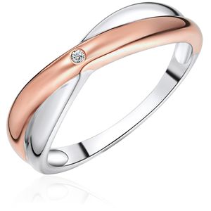 Ring Sterling Silber bi-Color Diamant weiß 52