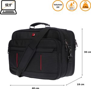 Christian Wippermann große XL Herren 17 Zoll Tasche Arbeitstasche Umhängetasche Flugbegleiter