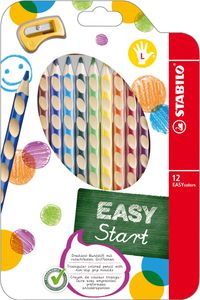 Ergonomická barevná tužka pro leváky - STABILO EASYcolors - balení 12 ks s ořezávátkem - 12 různých barev