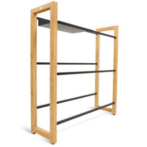 holz4home® Getränkekistenregal aus Bambus I 6 Kisten I inkl. Metallablage I Schwarze Metallstreben I Kellerregal Getränkeregal für Küche & Keller