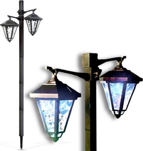 Garden of Eden - Doppelte ländliche Gartenlaterne LED Solar auf Erdspieß Spot - 137cm hoch - Gartenbeleuchtung/Stimmungsbeleuchtung - Schwarz - Windlicht Laterne mit Solarenergie - 1 Stück - Hängelampe für draußen auf Ständer