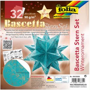 folia Faltblätter Bascetta-Stern 200 x 200 mm 90 g/qm 32 Blatt türkis bedruckt