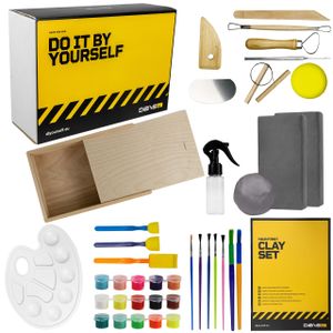 Dibys Töpfer-Set für Kinder und Erwachsene mit Grauer Ton Modellierwerkzeug Farben
