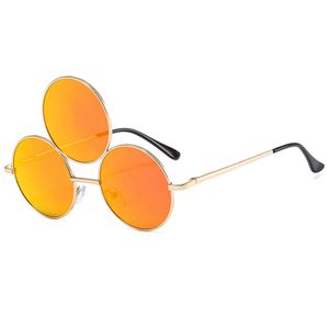 Sonnenbrille, Lustige Sonnenbrille mit Drei Runden Gläsern, Hip Hop UV Schutzbrille Third Eye Sonnenbrille (Orange)