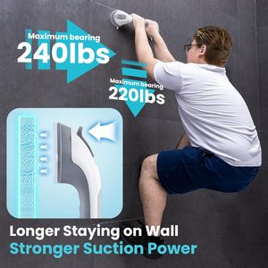 Haltegriffe für Senioren 43cm, Haltegriff Dusche ohne Bohren, Max 109kg Abnehmbarer Duschgriff mit Saugnapf, Robuster Badewannengriff für Badezimmer, Haltegriffe für Badezimmer - Grau Haltegriffe für Senioren 43cm, Haltegriff Dusche ohne Bohren, Max 109kg Abnehmbarer Duschgriff mit Saugnapf, Robuster Badewannengriff für Badezimmer, Haltegriffe für Badezimmer - Grau