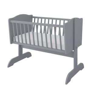 Babywiege 40x90 cm | Kinderbett | Schaukelfunktion | Inklusive Lenkrollen | Einfache Montage | Babybett für Mädchen und Junge |Farbe Grau