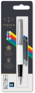 Parker Jotter Originals Füller | Klassisches Weiß | Füllfederhalter Mittlere Spitze | blaue Tinte