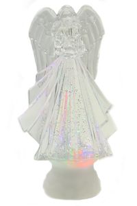Schneekugel als Engel mit bunter Regenbogen LED Beleuchtung & Glitzerantrieb 11,5*7,5*22cm als Weihnachtsdeko