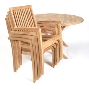 Teak Klapptisch Salerno ? 100 cm + 4 Teakstühle Como