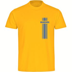 multifanshop Herren T-Shirt - Braunschweig - Streifen, gelb, Größe M