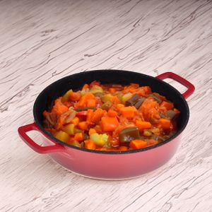 KAMILLE Pfanne JOSELU Marmorpfanne 28 cm 4 l Induktion dicke Antihaft-Pfanne Rot Aluminiumtopf mit Deckel
