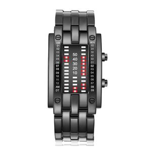 Binäre Uhr 30 Meter wasserdichte LED -Bildschirm Einstellbar binär bequem zu tragen modischen Studenten Elektronische Uhr täglich Kleidung-Schwarz 2