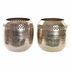 Vase DKD Home Decor Kupfer Golden Aluminium Araber Stanzen (2 Stück) (24 x 24 x 22 cm)