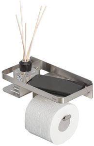 Tiger Caddy Toilettenpapierhalter mit Regal Edelstahl gebürstet