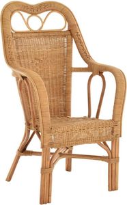 KRINES HOME Wintergarten Sessel Harry Armlehnsessel mit hoher Rückenlehne Rattansessel Wintergartensessel (Honig-Dunkel)