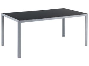 BELIANI Záhradný stôl strieborná čierna 160 x 90 cm hliníková sklenená doska silný hliníkový rám vonkajší obdĺžnikový moderný