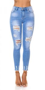 Push-Up Jeans im y Used-Look - blue washed Größe - 34