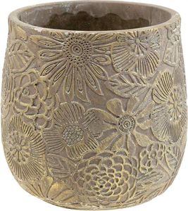 Keramik Blumentopf Gold-Blüten Ø13,5cm H15cm Deko Landhausstil Übertopf