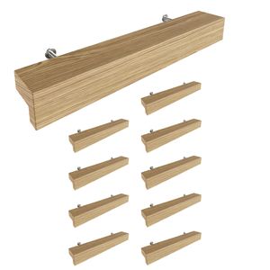 Sossai Holz Möbelgriffe aus Eiche | GAH01 | Lochabstand 96mm, Länge 156mm, 10 Stück