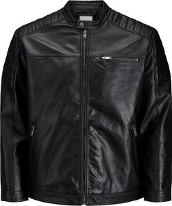 JACK & JONES Kunstleder Jacke Plus Size Biker Übergangs Blouson Übergröße JJEROCKY Größe: 3XL