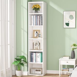 Tribesigns Bücherregal mit 6 Ebenen, 180 cm Standregal, Schmales Aufbewahrungsregal bücher Regal Würfelregale für Wohnzimmer, Weiß Tribesigns Bücherregal mit 6 Ebenen, 180 cm Standregal, Schmales Aufbewahrungsregal bücher Regal Würfelregale für Wohnzimmer, Weiß