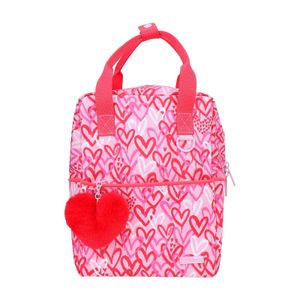 Depesche 12232 TOPModel Rucksack ONE LOVE rot-rosa mit Herzen und Herzanhänger