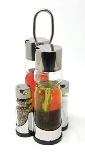 Menage Essig und Öl Spender Glas Salz Pfeffer Set Edelstahl 210 Silber Glas Ölspender
