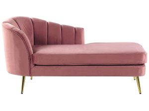 Chaiselongue Rosa Linksseitig aus Samtstoff mit goldene Beine aus hochwertigem Metall Wohnzimmer Elegant Modern