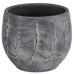 Dehner Übertopf Alessio, Ø 27 cm, Höhe 28 cm, Keramik, dunkelgrau