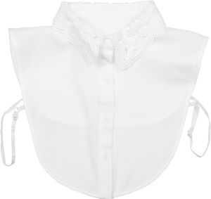 styleBREAKER Damen Blusenkragen Einsatz mit Spitzen Kragen und Knopfleiste, Kragen für Shirts und Pullover  08020012, Farbe:Weiß