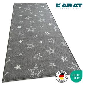 Teppichläufer Dots&Stars Kinderteppich für Jungen und Mädchen Grey Stars 80 x 250 cm