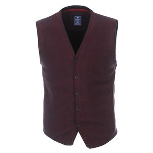 REDMOND Herren Strickweste Ärmellos Normal Geschnitten V-Neck Ausschnitt 100% Baumwolle uninah rot G