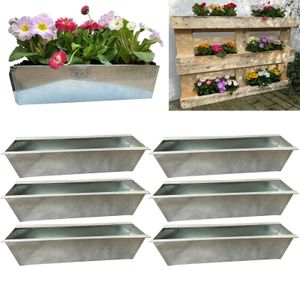 6er Blumenkasten Set Balkonkasten Einsatz passend für Europaletten für Blumen, Kräuter und Früchte 6 Stück 38cm