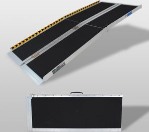TRUTZHOLM Auffahrrampe 2-fach klappbar 183 cm Traglast 272 kg Alu grau schwarz beschichtet Rollstuhlrampe