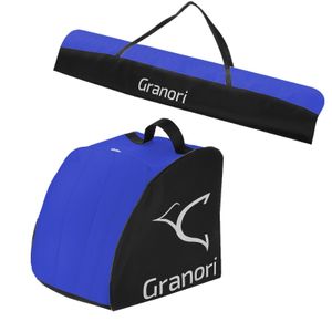 Granori Skitasche / Skisack + Skischuhtasche Kombi-Set für 1 Paar Skischuhe & Skier bis 170 cm in blau-schwarz