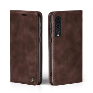 Handy Hülle für LG Velvet 5G Klapphülle Bookcase Flip Cover Handy Tasche Etui Farbe: Dunkelbraun