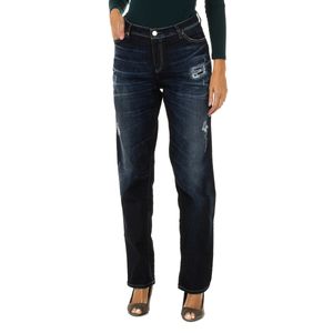 Lange getragene und zerrissene Jeanshose mit Effekteffekt 6X5J15-5D05Z für Damen
