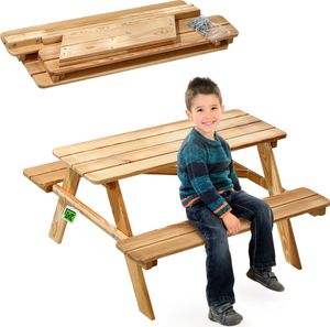 KADAX Gartenbank. Holzbank für Kinder mit Tisch und Tisch für den Garten