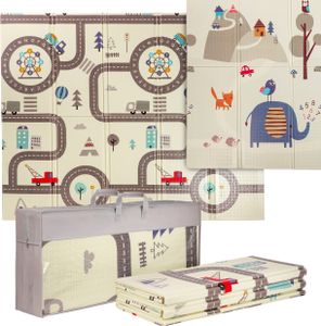 ONVAYA® Spielmatte für Babys & Kinder | Motiv Straße | Krabbelmatte faltbar | Bodenmatte für Kinderzimmer & Outdoor | Babymatte aus Schaumstoff | 150 x 200 cm | Spielteppich
