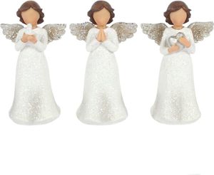 Something Different - Ornament "Peace Pray Love", Glitzer, Engel 3er-Pack Set SD4163 (Einheitsgröße) (Weiß/Braun)
