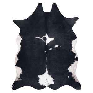 Teppich Künstliches Rindsleder, Rind G5070-3 schwarz weiß Leder Schwarz 100x150 cm