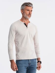 Ombre Clothing Langarm-T-Shirt für Männer Henley hellgrau XXL