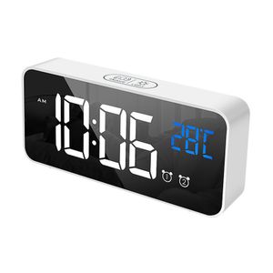 LED digitálny budík do spálne Elektronické hodiny s teplomerom 2 alarmy Funkcia Snooze 4 úrovne jasu Zrkadlové hodiny USB nabíjanie na nočný stolík Kancelária