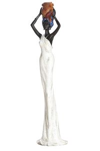 GILDE Figurka, africká žena, "Tortuga", syntetická pryskyřice, hnědá, krémová, bílá, , d. 9,5 cm, š. 11,5 cm, v. 48,5 cm 36782