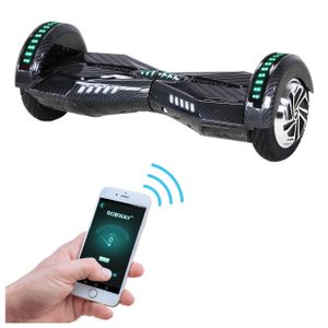 ROBWAY W2 - Hoverboard für Erwachsene & Kinder - 8 Zoll - 700 W - 15,00 km/h - Self-Balance-Funktion - Bluetooth - App - LEDs (Carbon)