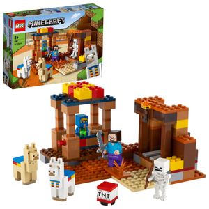 LEGO 21167 Minecraft Der Handelsplatz, Bauset mit Figuren: Steve, Skelett und Lamas, Spielzeug für Jungen und Mädchen ab 8 Jahren